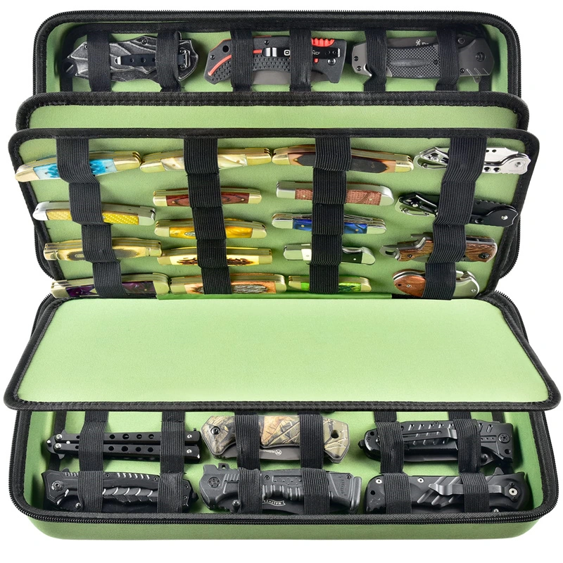 Butterfly Knives Storage Organizer, Knives Roll Collection Pouch Carrier Bag for Survival Tactical Outdoor for EDC Mini Knife -Green